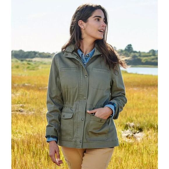 L.L. Bean Jackets & Blazers - LL Bean Classic Utility Jacket Sherpa Lined Army Green Zip Snap Women's Size XL
